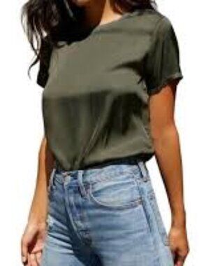 Nation Ltd Marie Boxy Sateen Top Size Medium Dark Green